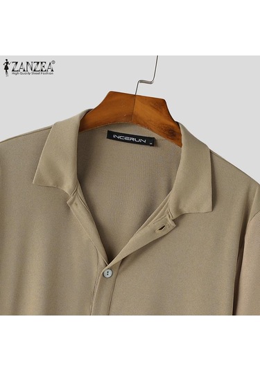 İncerun Erkek Günlük Giyim Düz Renk Örme Kısa Kollu Gömlek Yeşil