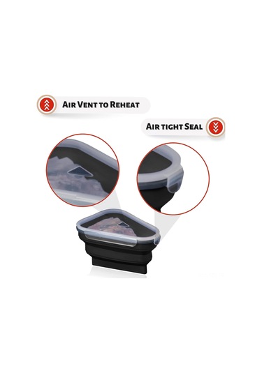 Fosenze Silikon Pizza Saklama Kutusu - Yeniden Kullanılabilir, Mikrodalga Uygun, 5 Bölmeli Ayırıcı, Leak-proof, Buzdolabı Ve Yıkama Makinesi Güvenli - Siyah Siyah