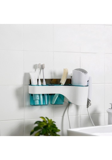 Suofeng Duvar Montajlı Saç Kurutma Makinesi Tutucu - Gri, Deliksiz Yükleme, Banyo Aksesuarı Depolama, Abs Malzeme, Boşluk Tasarrufu Gri