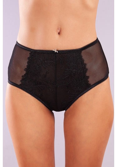 Golshan Gaspara Control Slip, Kadın Güpürlü Tül Siyah Renk Yüksek Bel Külot Çok Renkli