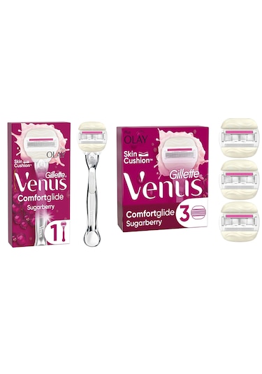 Gillette Venus Comfort Glide Sugarberry Tıraş Makinesi + Başlık 4'lü