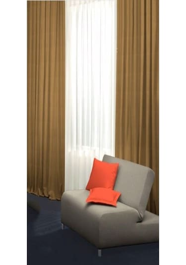 Açık Hardal Ada Fon Perde Normal Pile 1'e 2,5 Pile-açık Hardal Açık Hardal