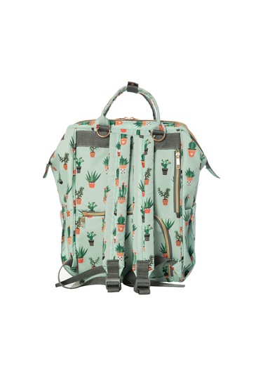 Lal Baby Kaktüs Desenli Su Yeşili Anne Bebek Bakım Sırt Çantası Çok Renkli