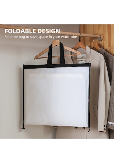 Lemestar 2 Adet Peva 180x60cm Gelinlik Koruması - Su Geçirmez, Katlanabilir, Sıkma Önleyici, Askı Tasarımı, Kaliteli Depolama Çantası Beyaz