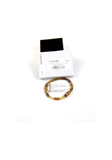 Dominik Mavi Kaya Fosil Amber Bileklik 4.8gr Açık Sarı