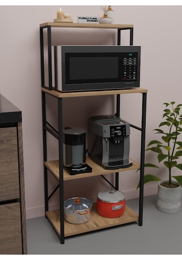 Mutfak Banko Erzak Düzenleyici Mikrodalga Fırın Rafı Atlantik Çam