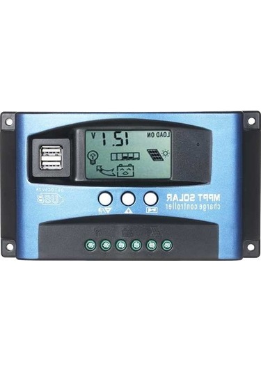 Pazly Smart Lcd Güneş Şarj Kontrol Cihazı 60a, 2x Usb 5v/2a, 12v/24v Otomatik Tanıma