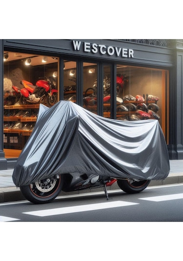 Kuba Tk 03 Branda Arka Çanta Uyumlu Gri Motosiklet Brandası, Motor Örtüsü Çadır Su Geçirmez Motosiklet Kılıfı Motor Brandası