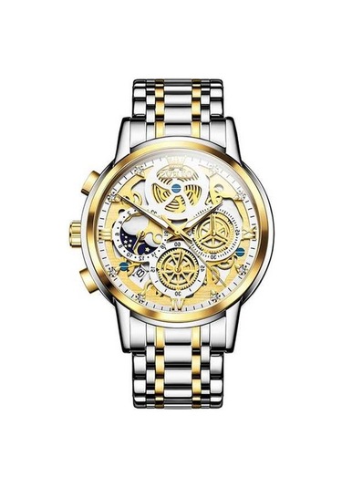 Novahub Olevs 9947 Erkekler Kuvars Su Geçirmez Saat, Beyaz Altın Çok Renkli Çok Renkli