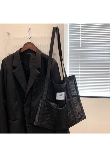 Mint Yeşili Yogodlns Kadın Örgü Büyük Kapasiteli Hollow Out Plaj Omuzdan Askili Çanta Moda Naylon Düz Renk Alışveriş Çantası Mint Yeşili