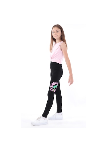 Toontoy Kız Çocuk Baskılı Tayt Çok Renkli