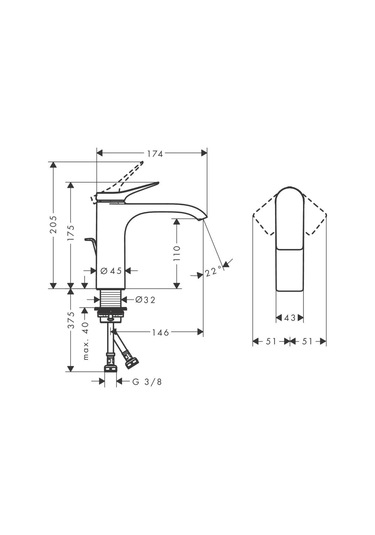 Hansgrohe Vivenis Lavabo Bataryası 110 Sifon Kumandalı Krom Krom