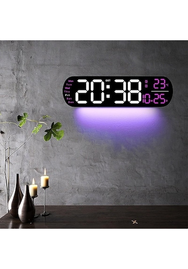 Yeşil 13.78 İnç Uzaktan Kumanda Dijital Duvar Saati Ruh Hali Işığı Zamanlama Geri Sayımı 2 Alarm Otomatik Dimmer Dst Tak Kullanım Led Çalar Saat Yeşil