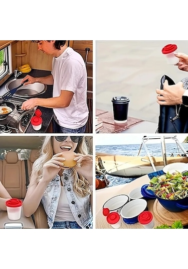 Trendooze Gaojunshop01 Kırmızı Kapaklı Derin Mavi 6'lı Nem Geçirmez Baharatlık Tuz Biberlik Set, Kamp Ve Piknik İçin Koyu Mavi Koyu Mavi