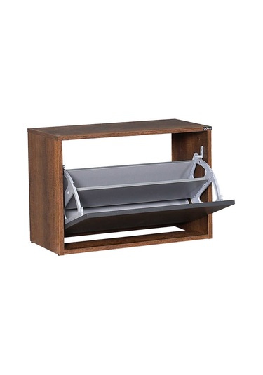 New Step Oturaklı Ayakkabılık - Oslo Ceviz-Antrasit Ceviz