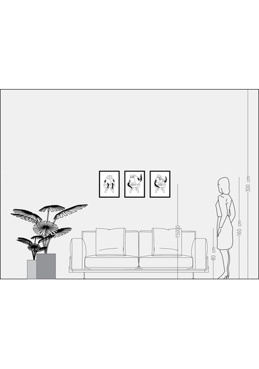 3’lü Poster Yan Yana Serisi - Kediler 30×40 cm