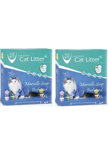 Vancat Marsilya Sabun Kokulu Topaklaşan Kedi Kumu 2 x 6 L