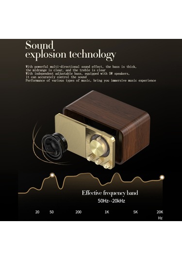 Reedark Jy-66 Ahşap Kablosuz Bt5.0 Hoparlör Retro Klasik Soundbox Süper Bas Subwoofer Fm Radyo Desteği Tf U Disk Aux In Müzik Çalma