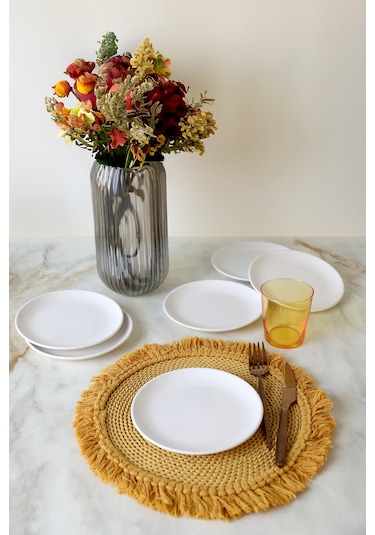 Keramika Beyaz Delta Pasta Tabağı 17 Cm 6 Adet 006 Beyaz