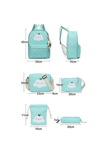 5 Adet Set Moda Sırt Çantası Kız Tuval Sırt Çantaları Casual Çocuklar Okul Çantaları Bayanlar Gençler Için Sırt Çantası Kızlar Okul Çantaları Okul Çantaları Hovrf3 Yeşil