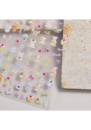 Flybuy Sevimli Ayı Köpek Hayvan Desenli Kek Tatlı Kiraz Yıldız Sticker To4351