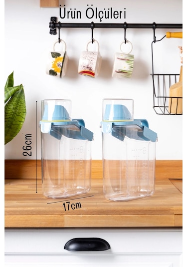 Contalı Sızdırmaz Erzak Saklama Kabı / 1800 Ml / Mavi - Tekli Mavi