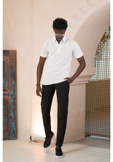 Paul Martin Örme Polo Yaka Regular Fit Pamuklu Ve Likralı T-shirt Beyaz