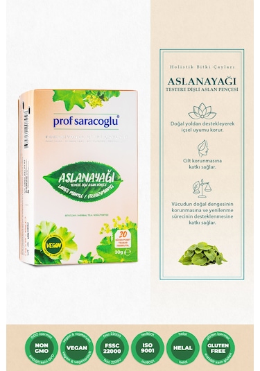 Prof Saracoglu Aslanayağı Bitki Çayı Testeredişli Aslan Pençesi 20'li