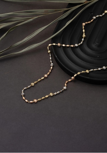 Bilezikci  Üç Renkli Dorikalı 14 Ayar Altın Kolye Sarı Altın