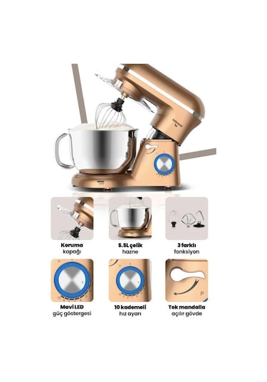 Goldmaster GM-7260G Şef Profesyonel Stand Mikser
