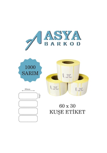 60 X 30 Kuşe Etiket 1000 Sarım
