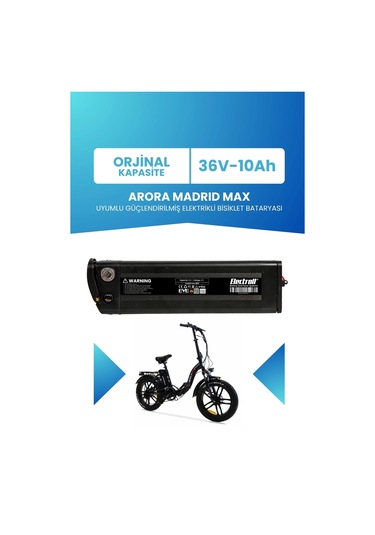 Arora Madrıd Max Uyumlu Batarya 36v 10ah Elektrikli Bisiklet Bataryası Siyah