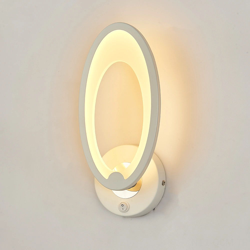 Qingmipy 3062 Model Duvar Lambası, 10w Led Isık, 3000k Sıcak Beyaz, 85-265v Geniş Voltaj, Açma/kapatma Anahtarlı, Akrilik Ve Demir Malzeme, Oturma Odası/yatak Odası Için Beyaz
