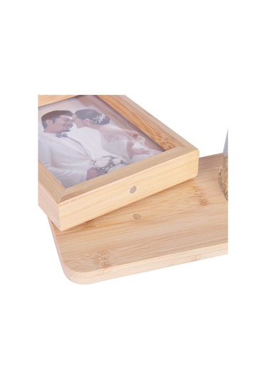 Kişiye Özel Led'li Ahşap Güllü Cam Fanus Çerçeve