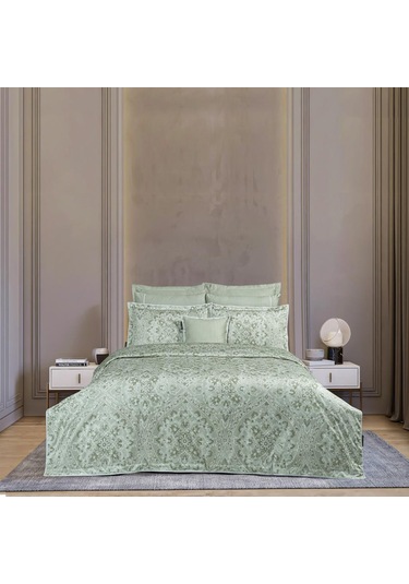 Sarev Himalia Saten Çift Kişilik Nevresim Takımı Yeşil Yeşil