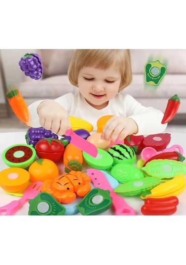 Meyve Sebze Kesilen Oyuncak Mutfak Karışık 24 Parça Kivi Havuç Li
