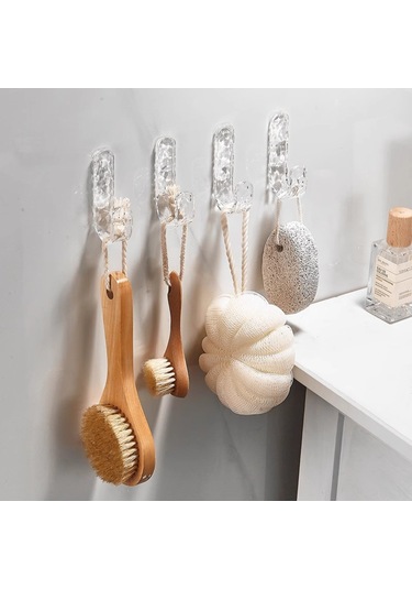 Hfambition Banyo Ve Mutfak İçin Şeffaf Yapışkanlı Askı Seti 4'lü - Pratik Ve Modern Tasarım Gümüş