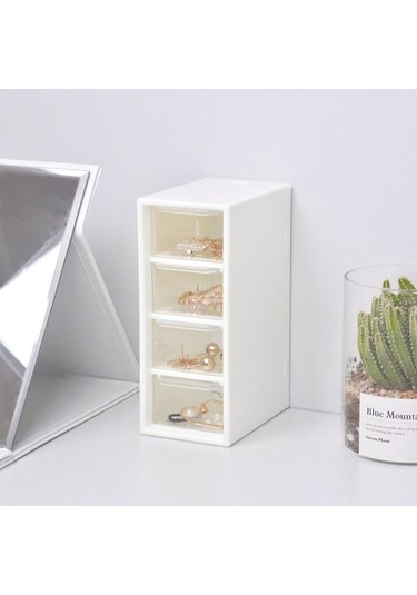 Masaüstü Kozmetik Saklama Kutusu 4 Çekmece Üniteleri Konteyner Kasa Küçük Organizatör Kutusu Diğer