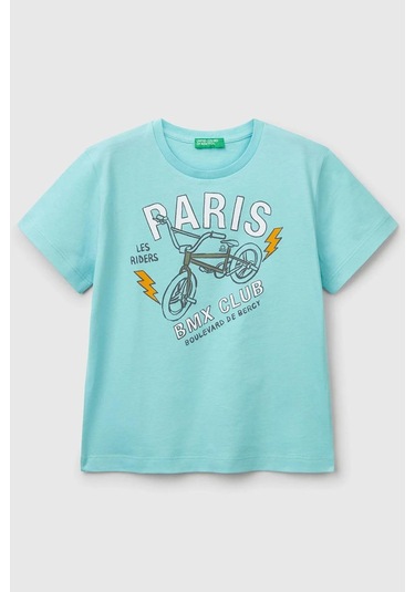 United Colors Of Benetton Erkek Çocuk T Shirt Turkuaz 3ı1xg10ıj-1418 Turkuaz