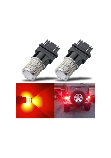 Fochsia 2li Led Araç Lambası 3157 4157 3057 3156 54smd 3014 3smd 3030 Parlak Kırmızı 2li Paket