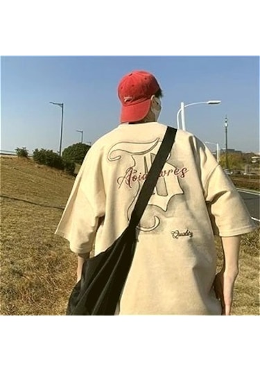 Snapbuy Retro Amerikan Gotik İçi Boş Tişört - Günlük Kısa Kollu Gevşek Baskılı - 8xlcamelerkek CAMEL