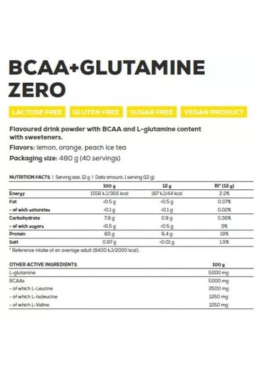 Bıotech Bcaa + Glutamine Zero - 480 G 40 Servis Böğürtlen
