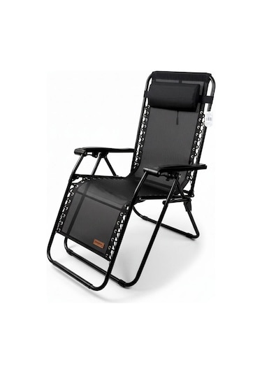 Madfox Easyrest Katlanır Şezlong Sandalye Siyah Siyah