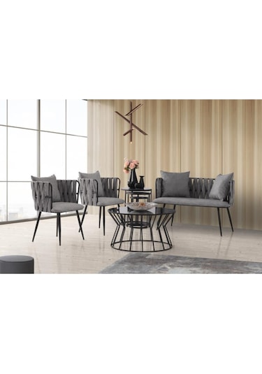 Erezogullari_Mobilya Modern Bekleme Odası Ofis Oturma Grubu Mobilyası (2+1+1)