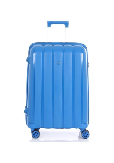 Mçs Bavul Orta Ve Kabin 2li Set Kırılmaz Silikon Valiz V305 Saksmavi Çok Renkli