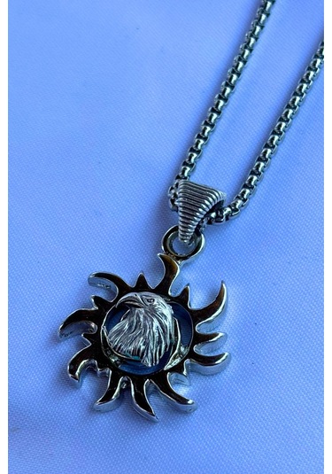 Kartal Biohazard El İşçiliği Paslanmaz Çelik Zincir Erkek Kolye Gümüş