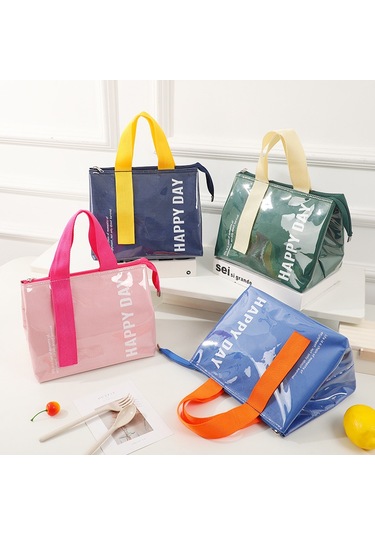 Yalıtımlı Çanta Kalınlaştırılmış Oxford Kumaş Yalıtımlı Çanta Tote Öğle Yemeği Kutusu Çantası - Pembe --