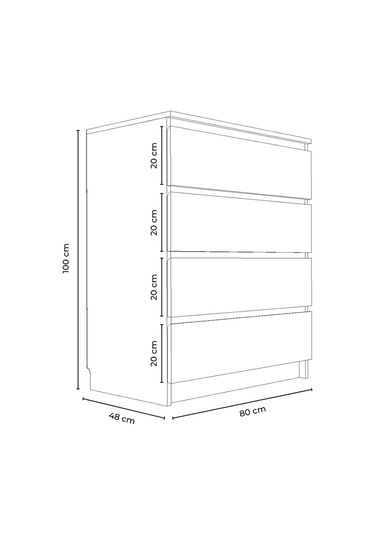Derinkuyu 4 Çekmeceli Şifonyer Yatak Odası Bebek Odası Beyaz Beyaz