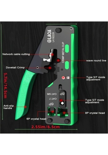 Besthome1 Dream011 Laoa Ağ Kablo Sıkma Aparatı Rj45 Rj11 Rj12 Kesme Soyma Cat5 5e 6 7 Metal, Sku La192238