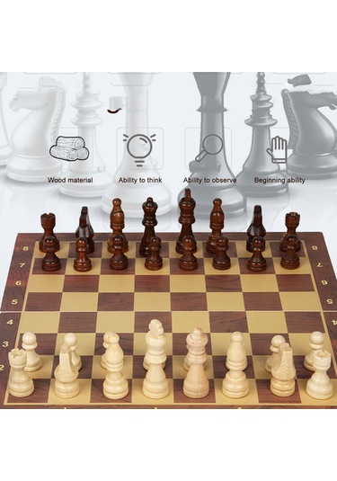 Ruicoo Taşınabilir Katlanır Ahşap Satranç Takımı - Dayanıklı Ve Renkli Tasarım, 29x29 Cm